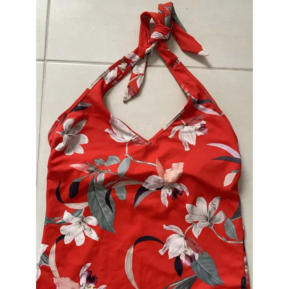 Athleta Swim Women One Piece Halter Swimsuit Waimea Floral Swimwear MT